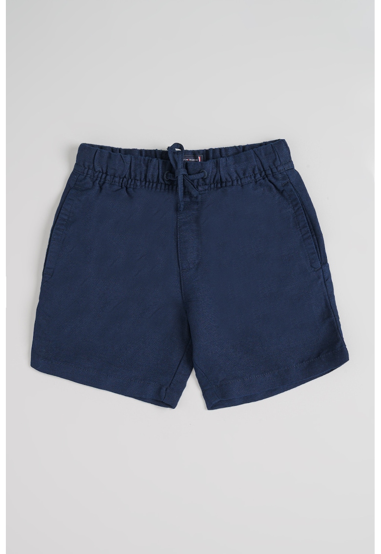 Pantaloni scurti relaxed fit din amestec de in - Bleumarin