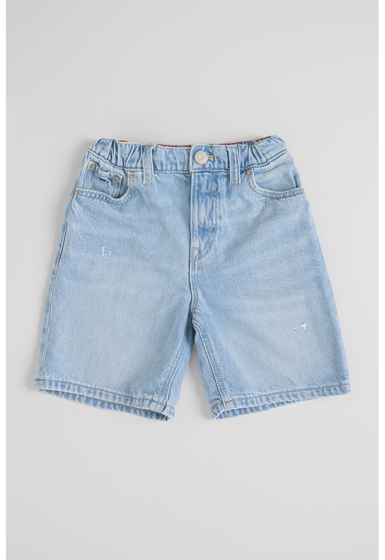 Bermude din denim cu croiala dreapta - Albastru
