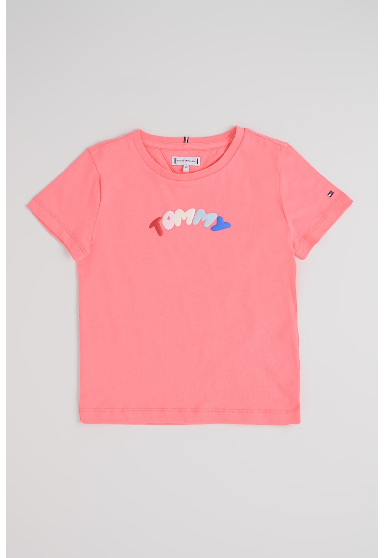 Tricou de bumbac cu imprimeu logo cauciucat - Roz aprins