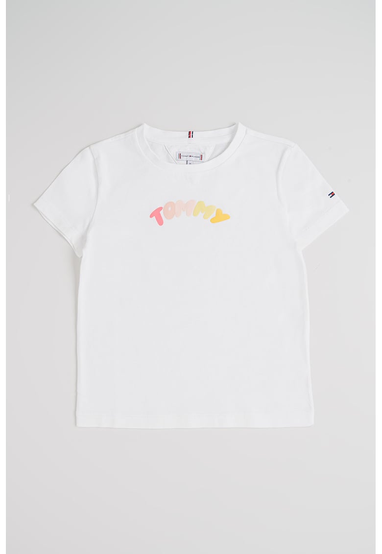 Tricou de bumbac cu imprimeu logo cauciucat - Alb optic