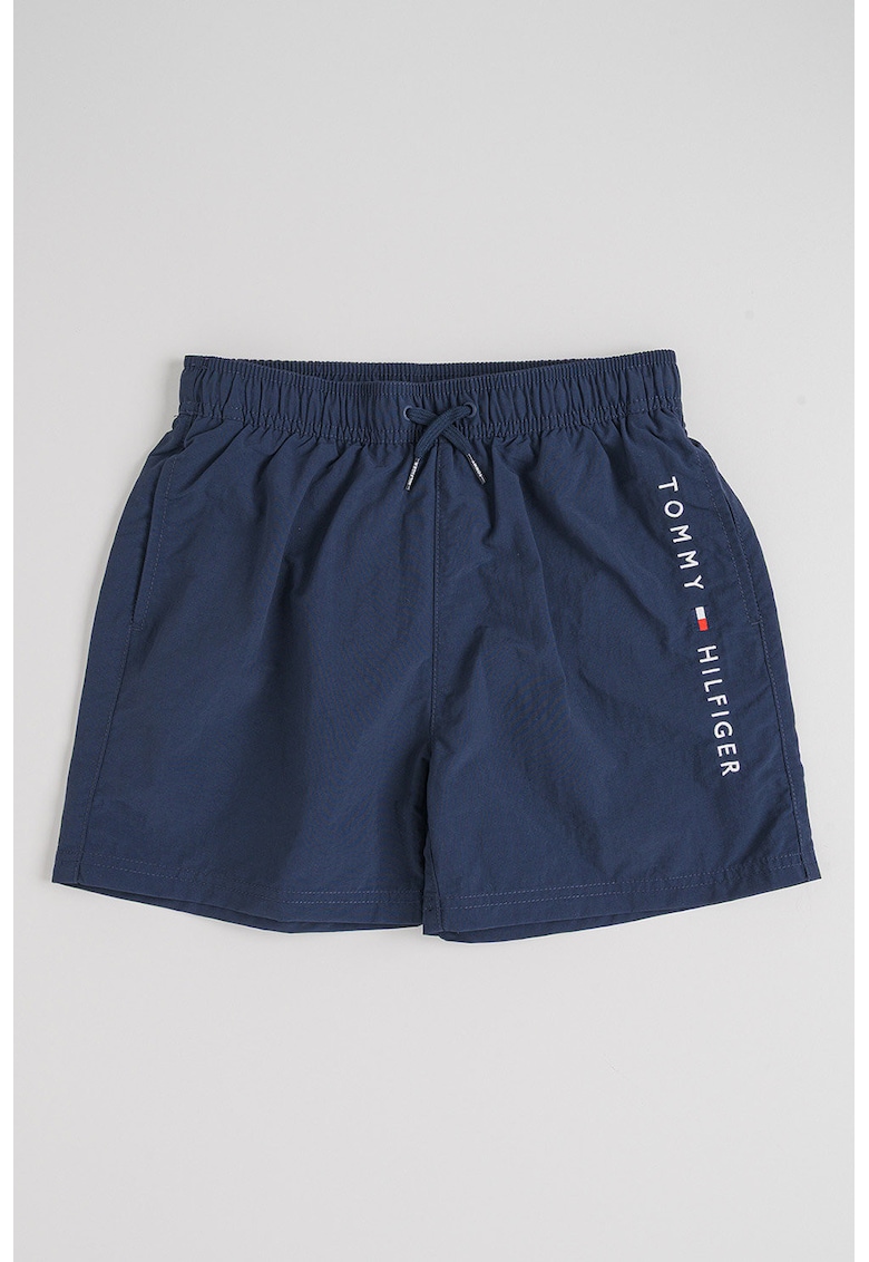 Pantaloni scurti de baie cu snur - Alb optic/Bleumarin