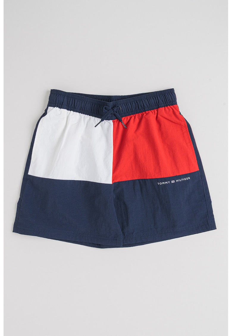 Pantaloni scurti de baie cu logo - Rosu/Alb optic/Bleumarin