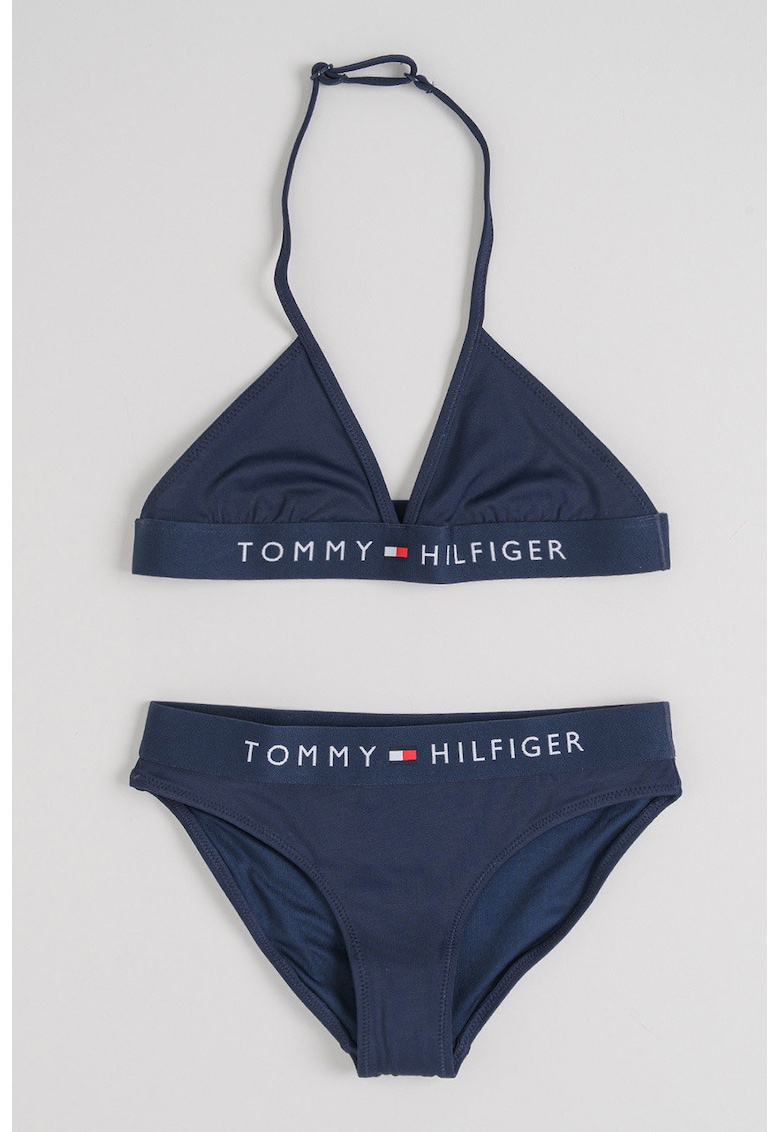 Costum de baie cu doua piese si imprimeu logo - Albastru ultramarin