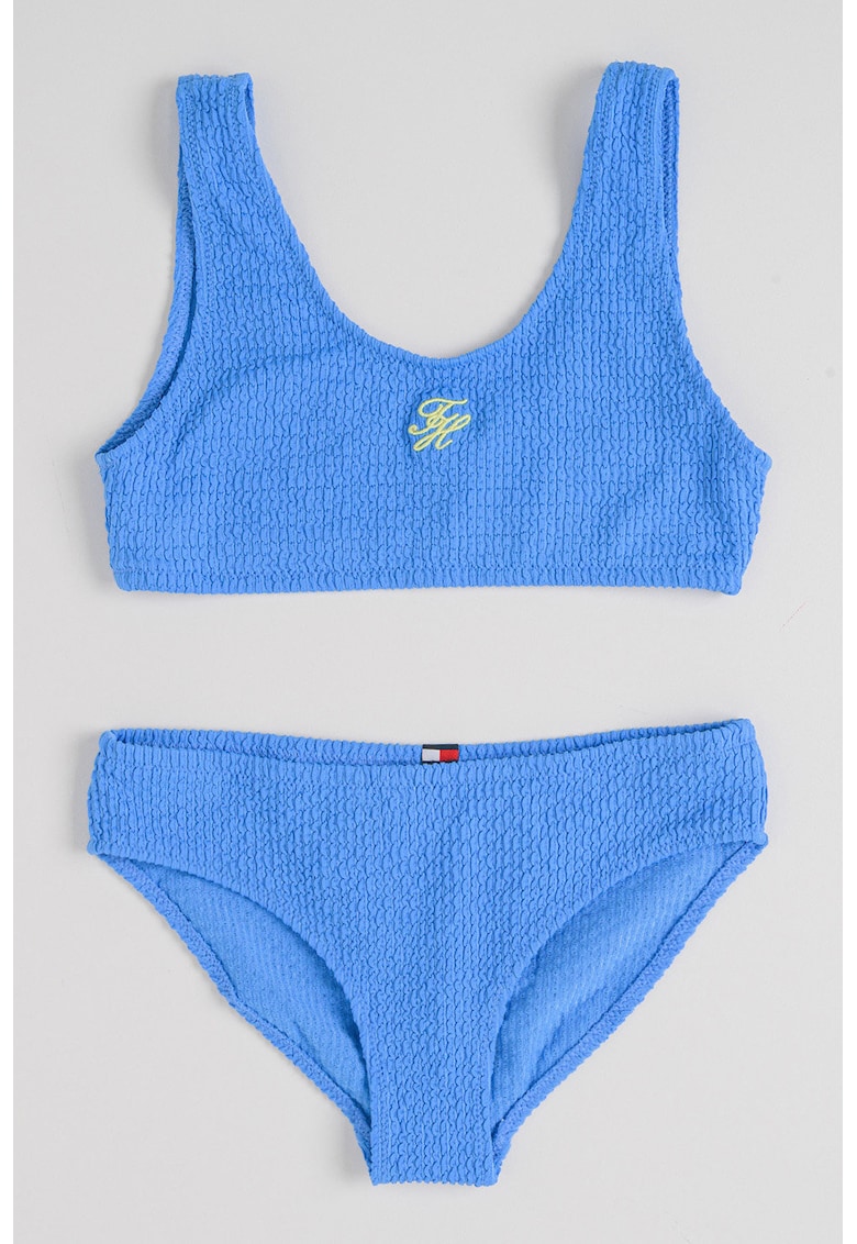 Costum de baie din doua piese texturat - Albastru pastel