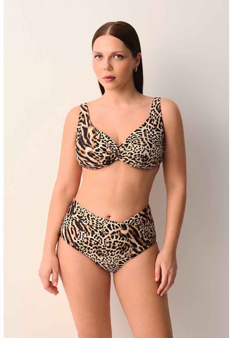 Slip cu model animal print - Negru/Maro/Maro nisip