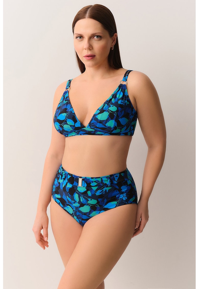 Slip cu model si talie inalta - Negru/Verde lime/Albastru