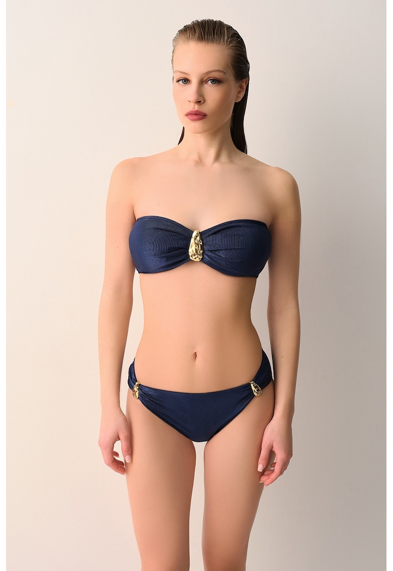 Slip striat cu detalii metalice Aria - Bleumarin