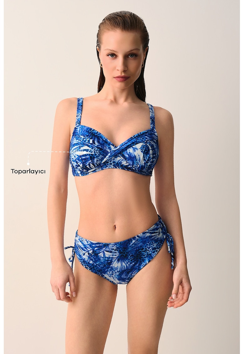 Sutien cu burete si model - Alb/Albastru