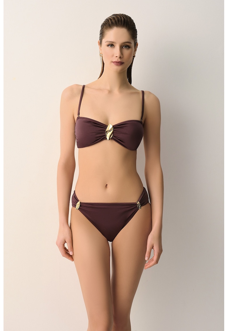 Slip cu accesorii metalice Classic - Maro cognac
