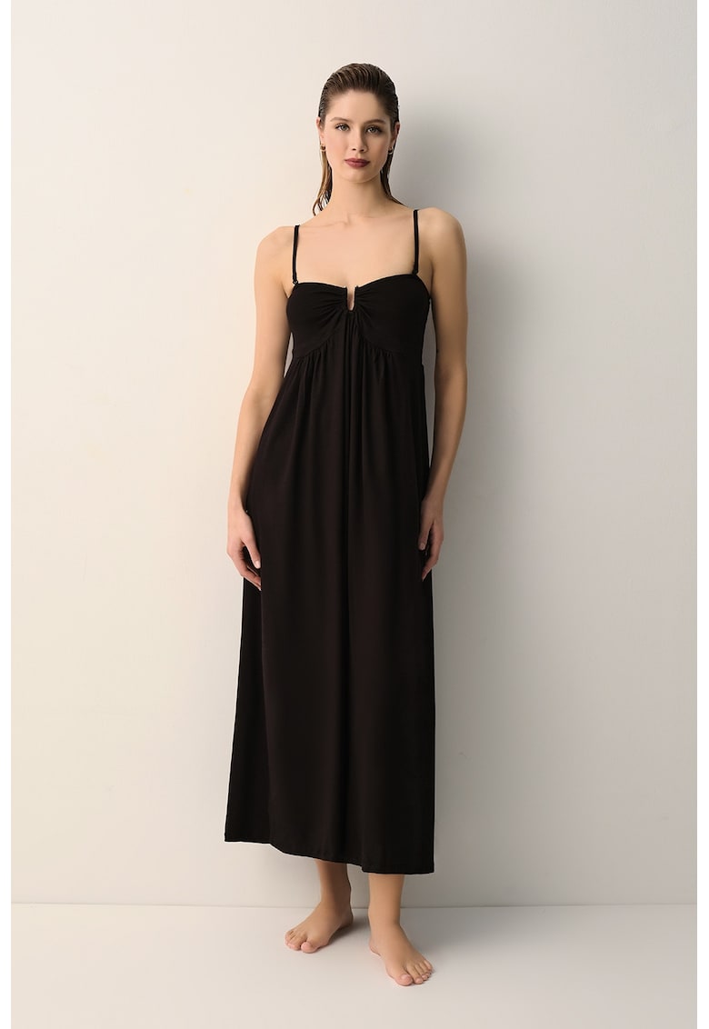 Rochie vaporoasa fara bretele pentru plaja - Negru