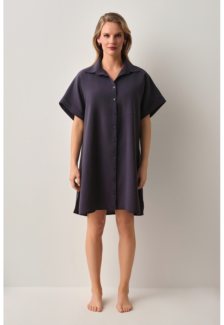 Rochie-camasa din amestec de modal Riva - Violet prafuit