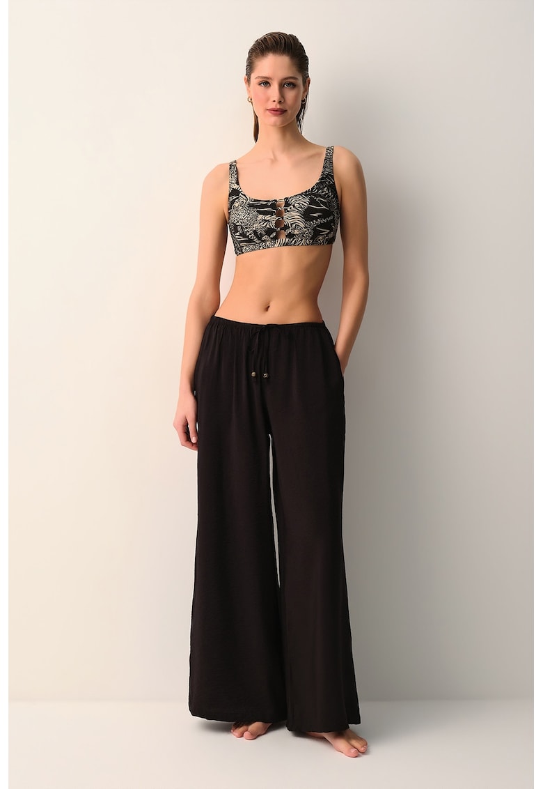 Pantaloni cu croiala ampla pentru plaja - Negru