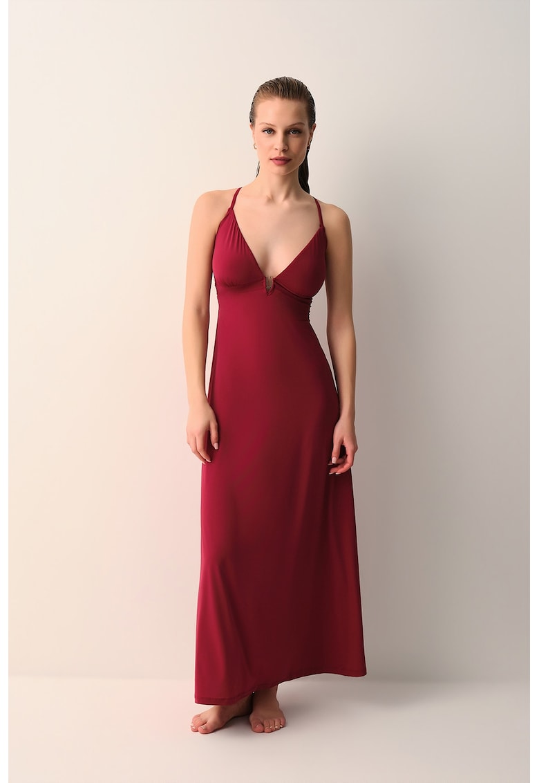 Rochie evazata pentru plaja - Visiniu