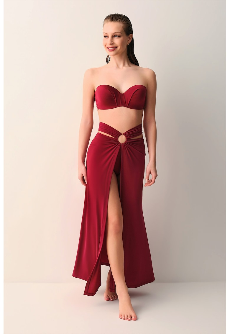Fusta maxi cu slit frontal pentru plaja - Rosu inchis