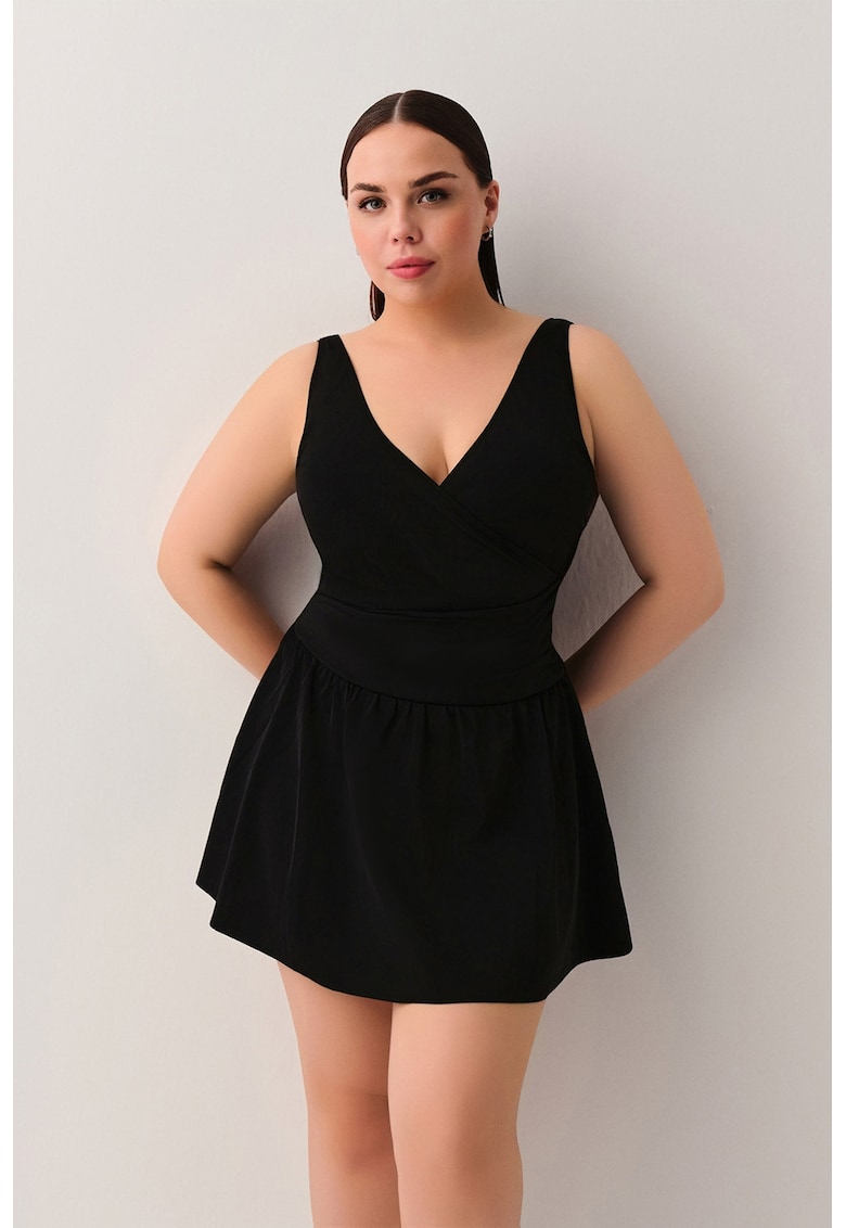 Rochie de baie cu decolteu in V - Negru