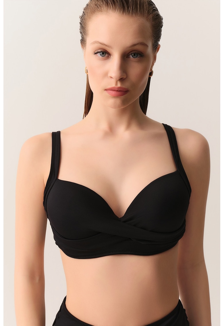 Sutien de baie cu model rasucit - Negru