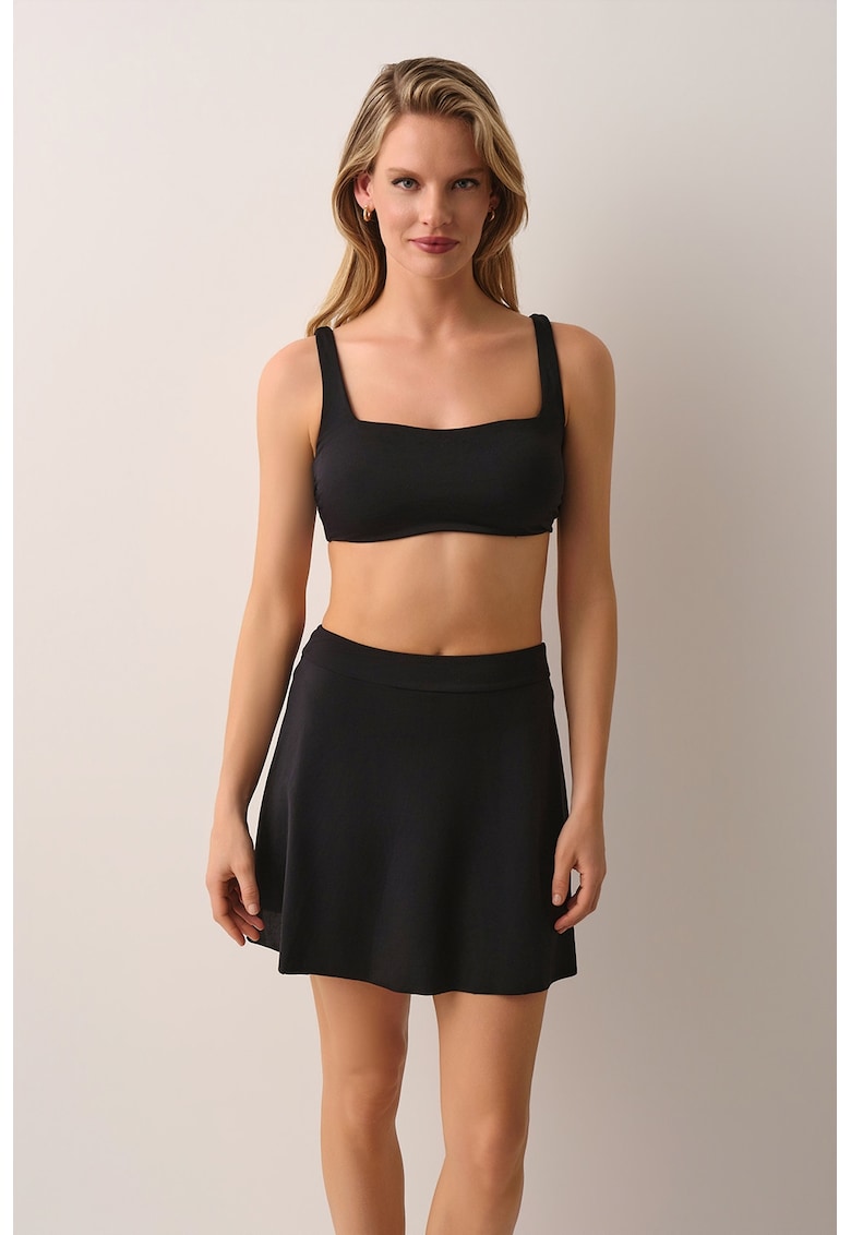 Fusta de baie cu talie elastica - Negru