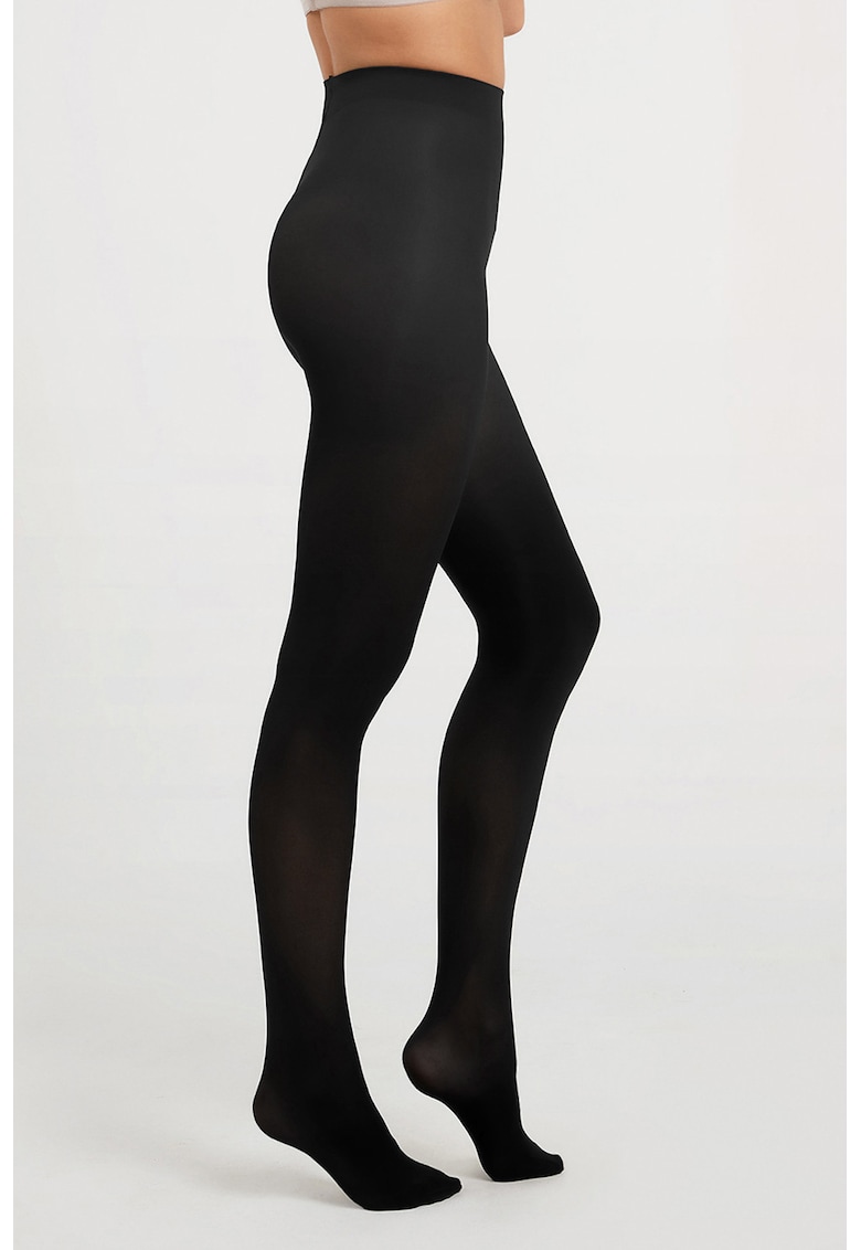 Dres uni cu talie inalta - 40 DEN - Negru stins