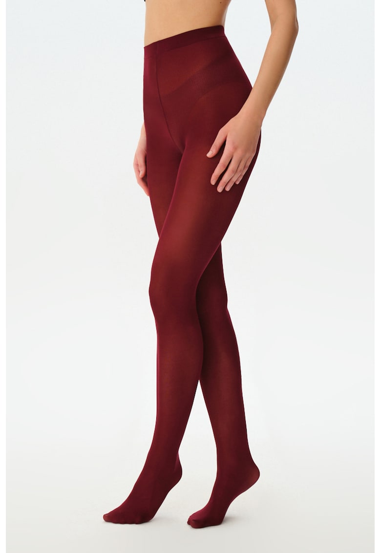 Dres uni cu talie inalta - 40 DEN - Maro cognac