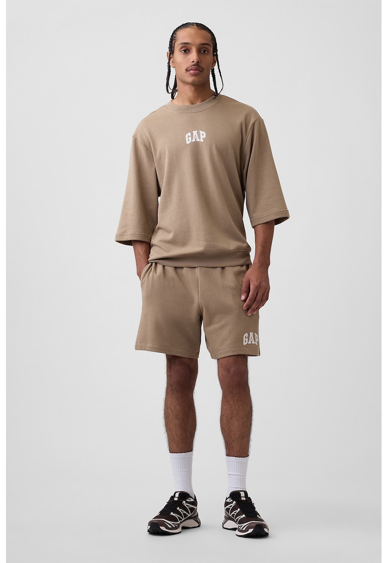 Pantaloni scurti cu logo si snur - Bej
