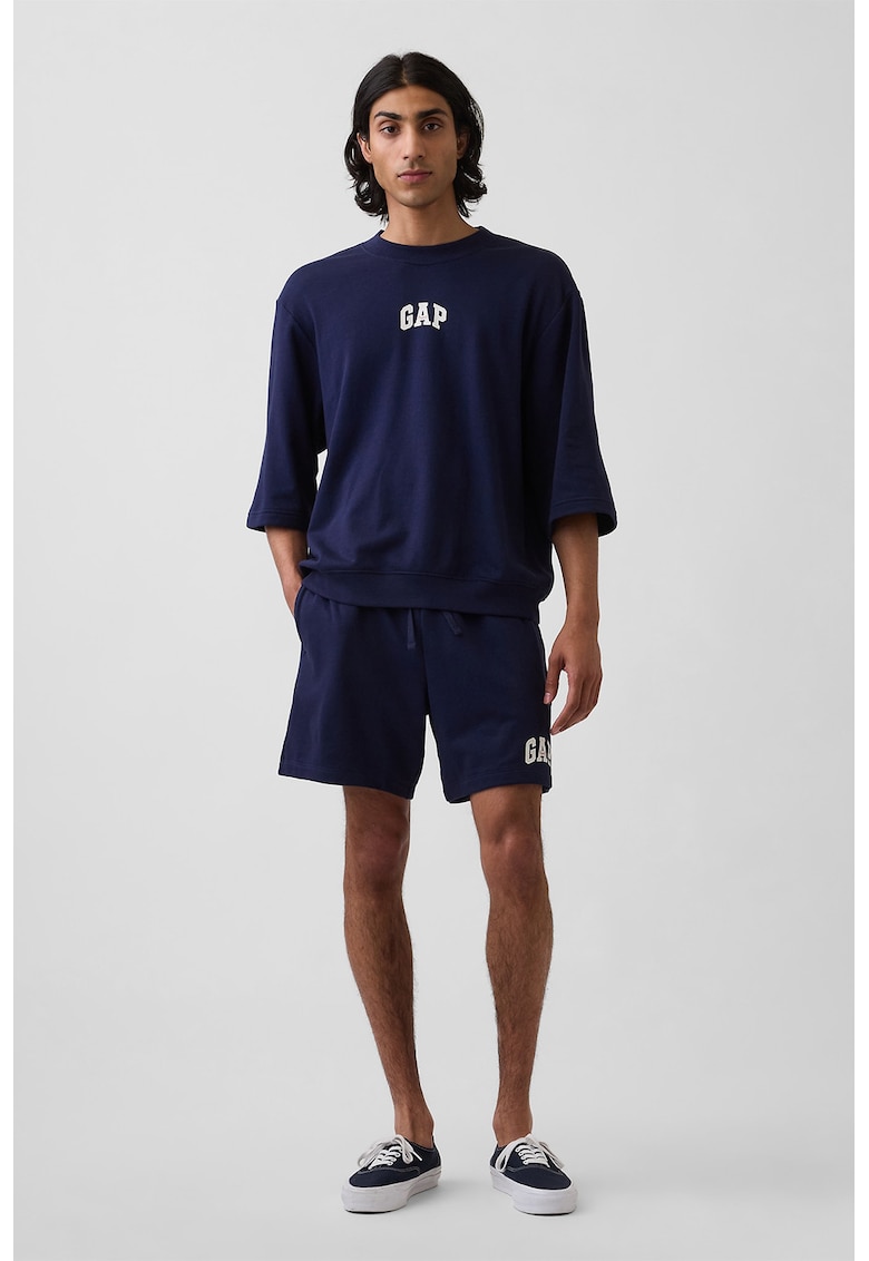 Pantaloni scurti cu logo si snur - Bleumarin