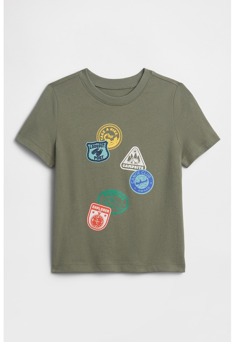 Tricou de bumbac cu imprimeu grafic - Kaki