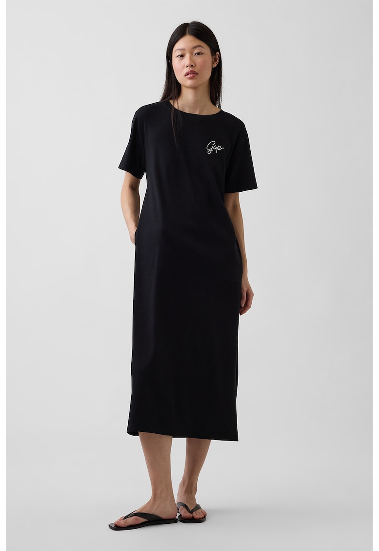 Rochie midi cu decupaj pe partea din spate - Negru