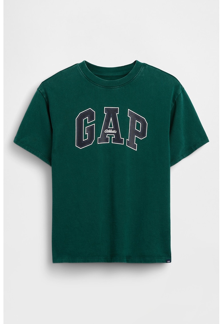 Tricou din bumbac cu imprimeu logo - Verde englez