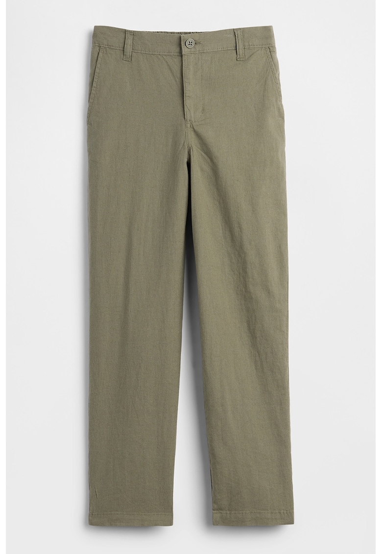 Pantaloni din amestec de in cu buzunare - Verde pal