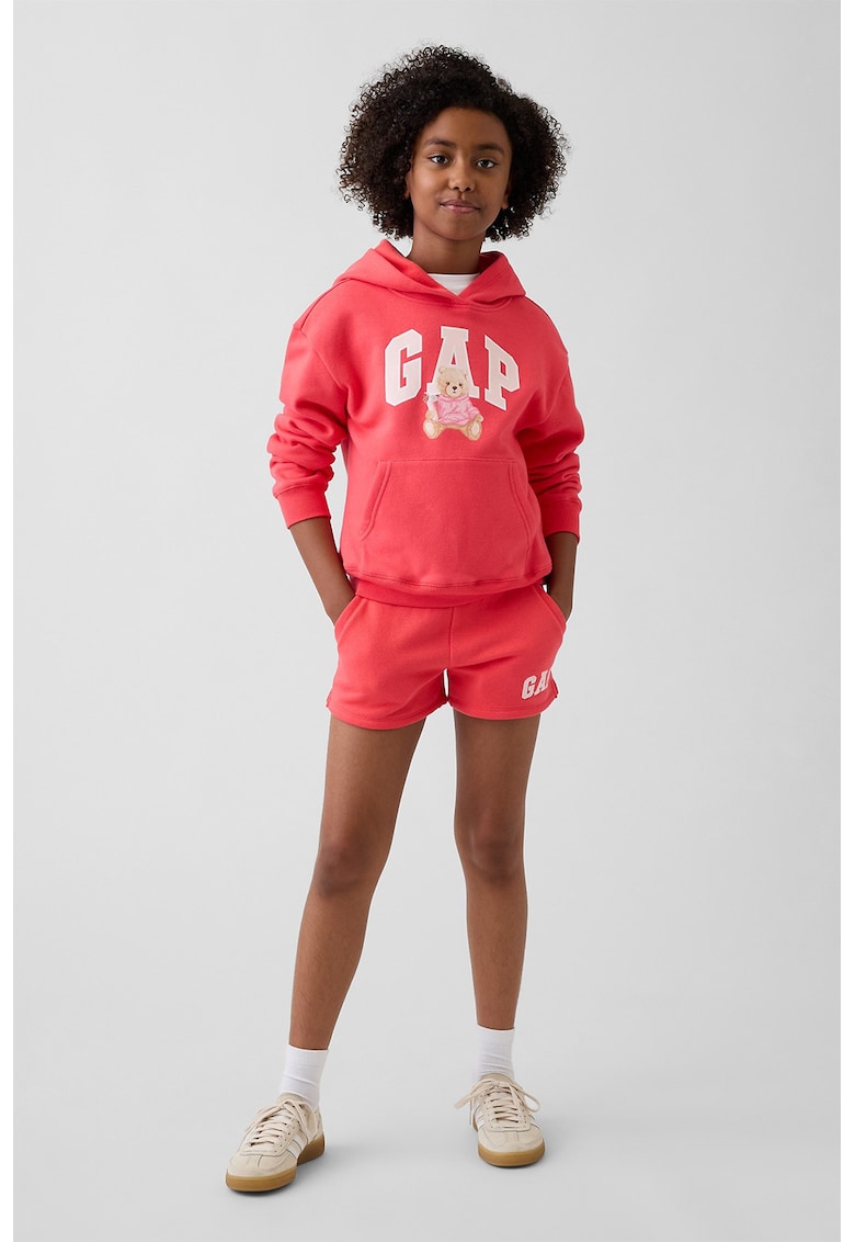 Pantaloni scurti din amestec de bumbac cu logo - Coral