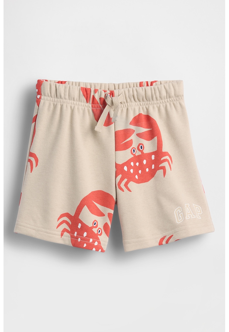 Pantaloni scurti din amestec de bumbac cu imprimeu - Coral/Bej deschis