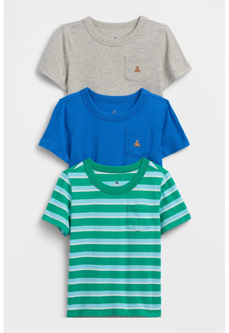 Set de tricouri din bumbac - 3 piese - Multicolor