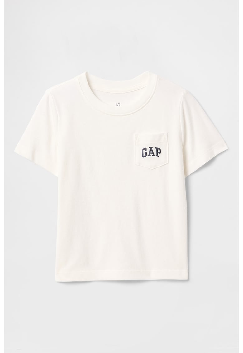 Tricou din bumbac cu buzunar aplicat pe piept - Alb murdar