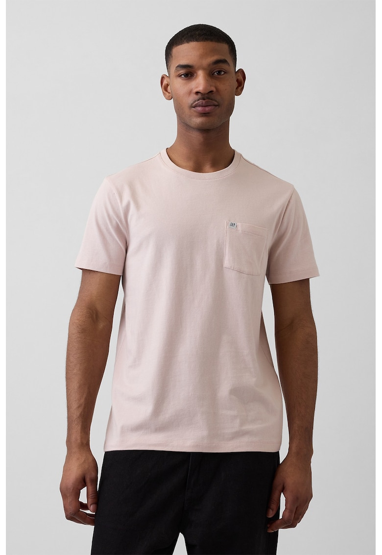 Tricou de bumbac organic cu buzunar pe piept