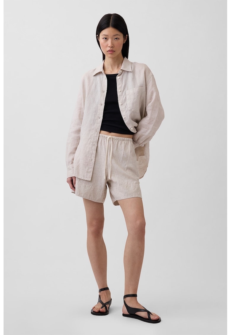 Pantaloni scurti din amestec de in cu snur de ajustare in talie