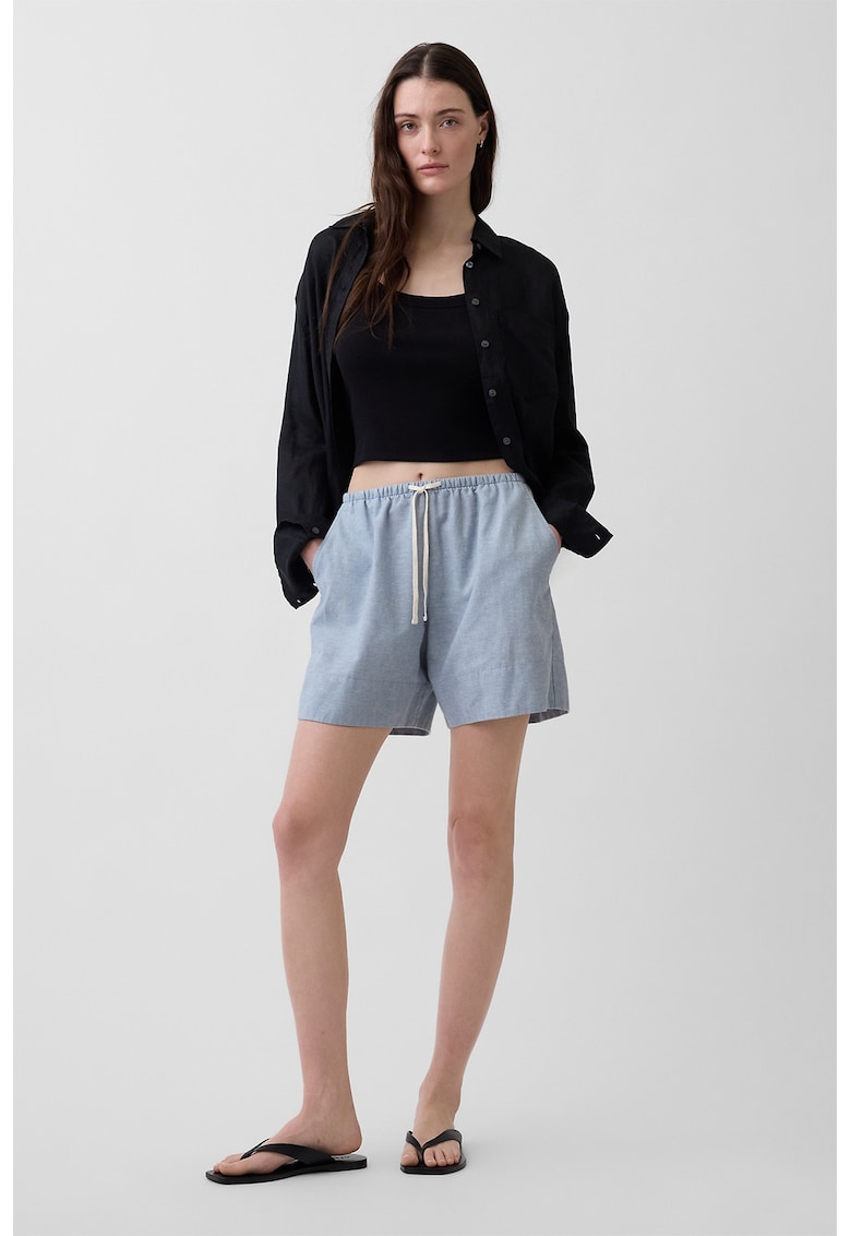 Pantaloni scurti din amestec de in cu snur de ajustare in talie