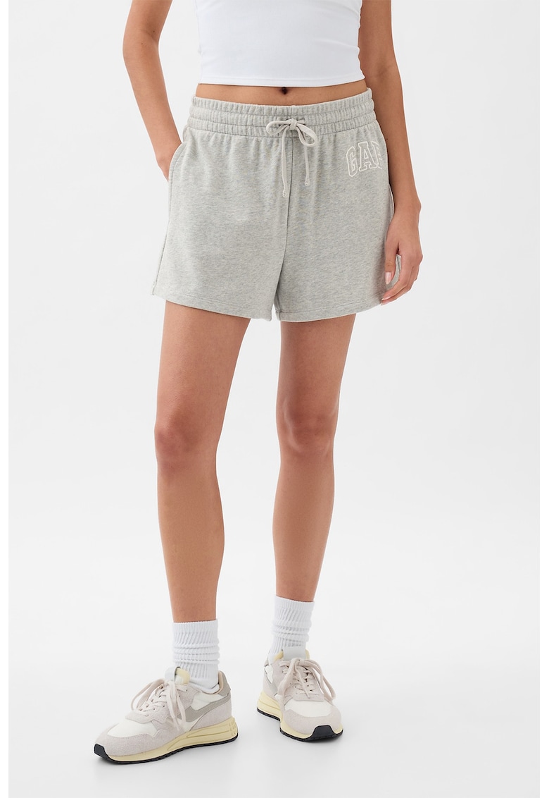 Pantaloni scurti de trening cu logo - Gri deschis melange