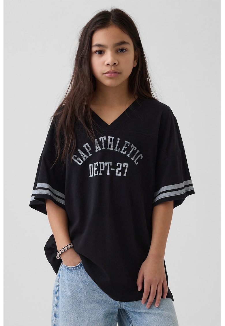 Tricou lejer cu decolteu in V - Negru