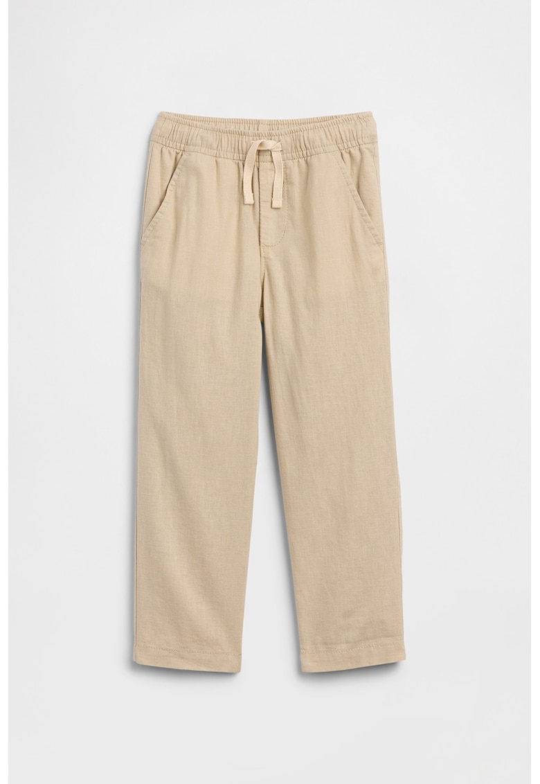 Pantaloni jogger din amestec de in cu buzunare - Bej deschis