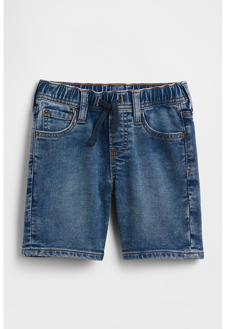 Pantaloni scurti de denim cu aspect decolorat - Albastru petrol