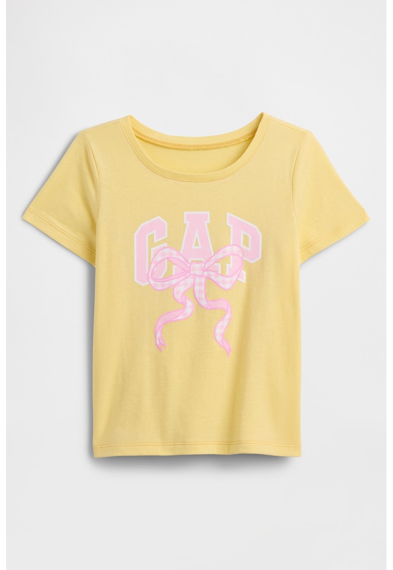 Tricou cu decolteu rotund si imprimeu - Galben