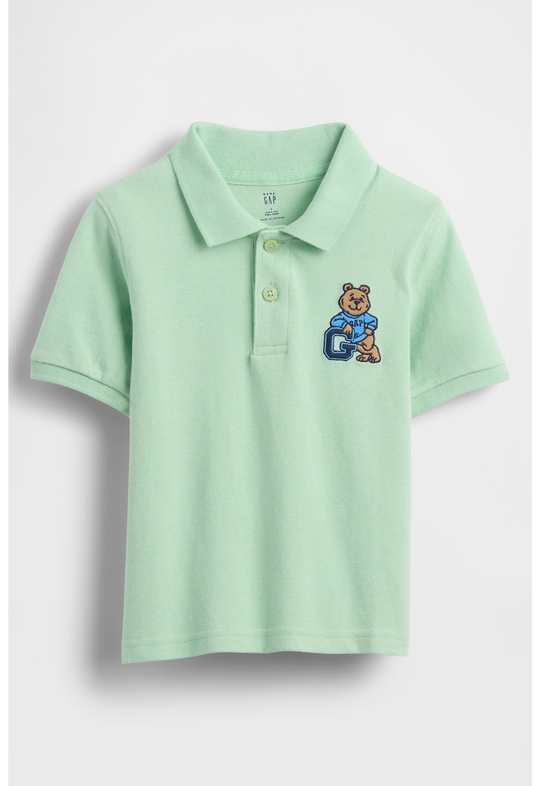 Tricou polo cu detaliu brodat - Verde pal
