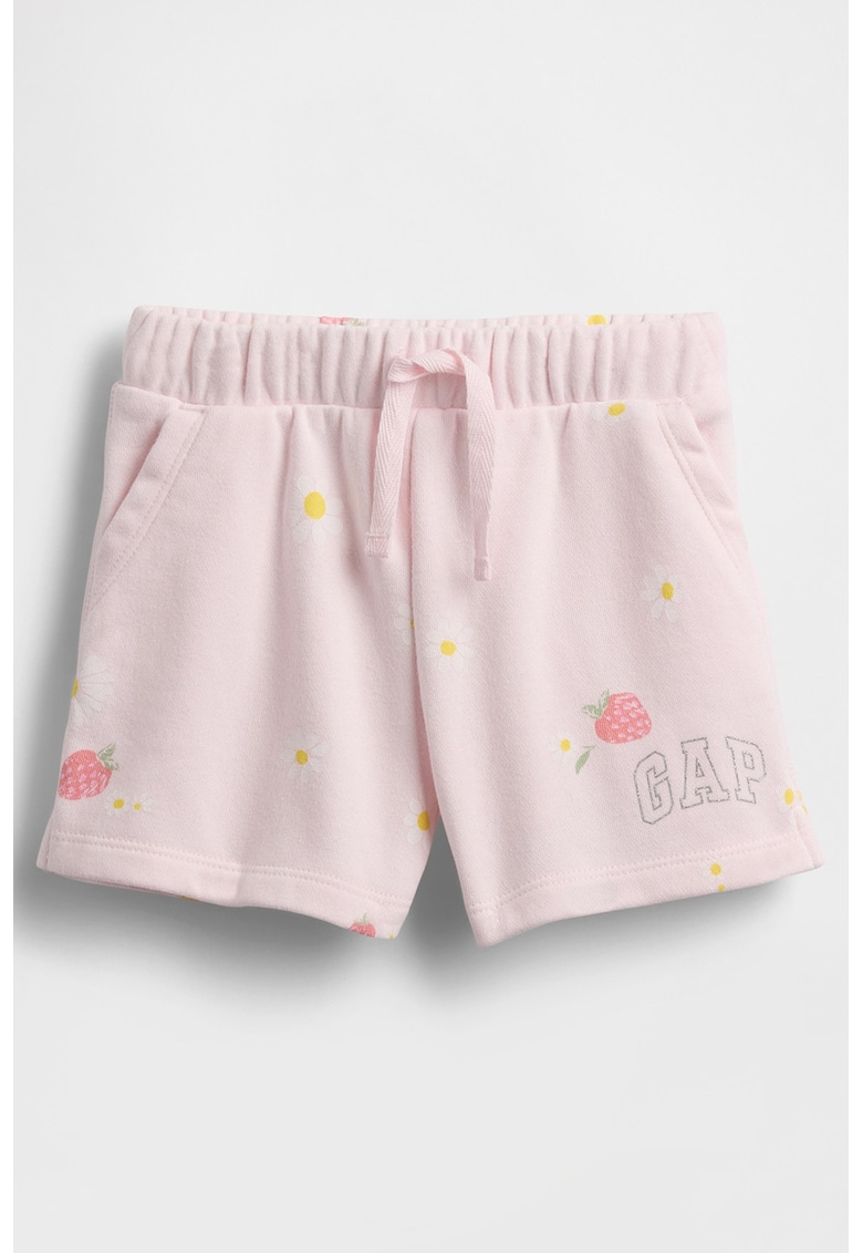 Pantaloni scurti din amestec de bumbac cu model - Roz pal