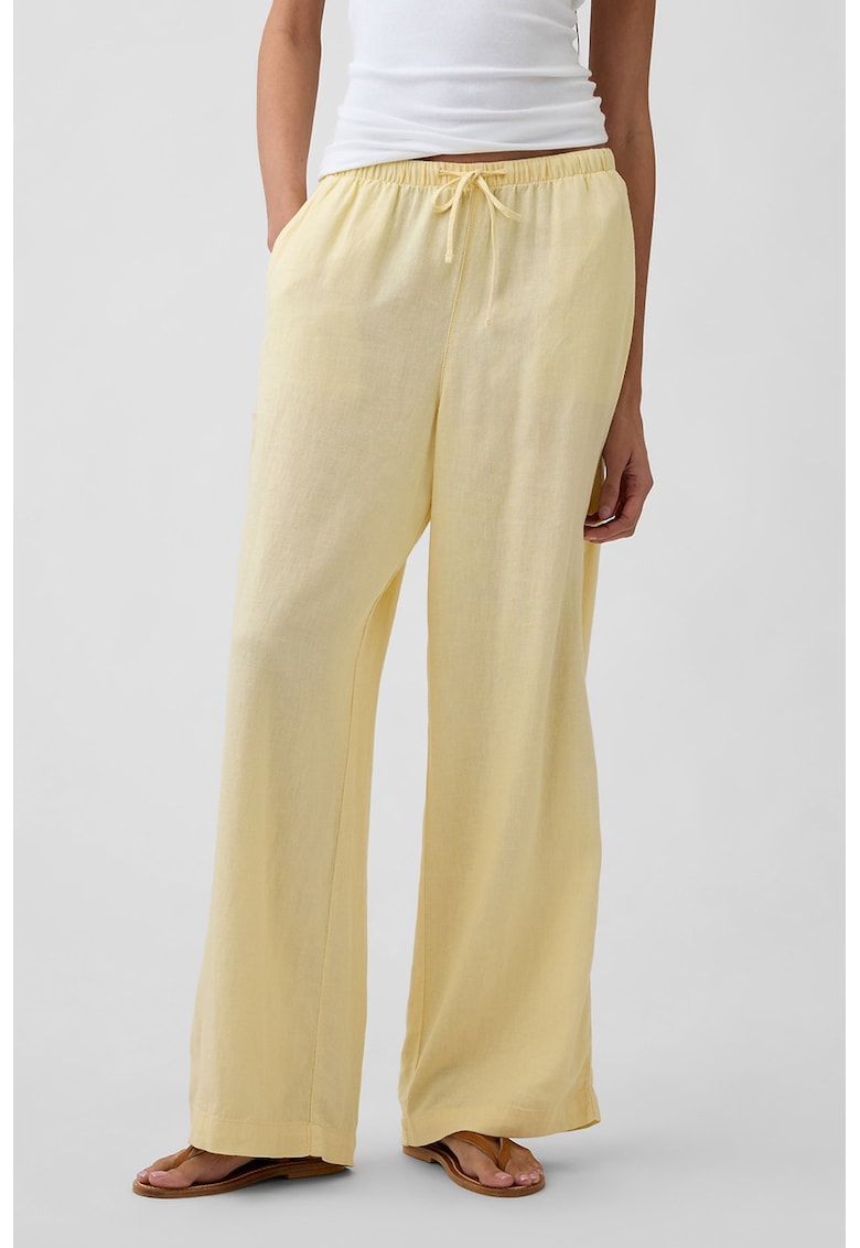 Pantaloni din amestec de in cu croiala ampla