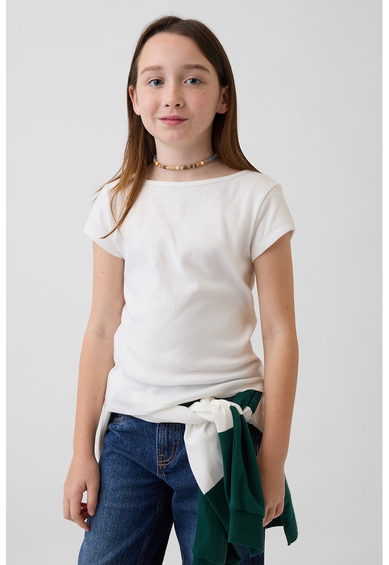Tricou slim-fit cu decolteu rotund - Alb murdar