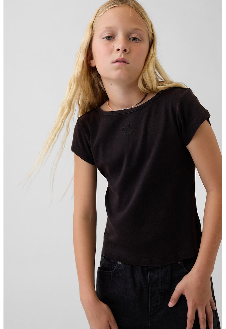Tricou slim-fit cu decolteu rotund - Negru