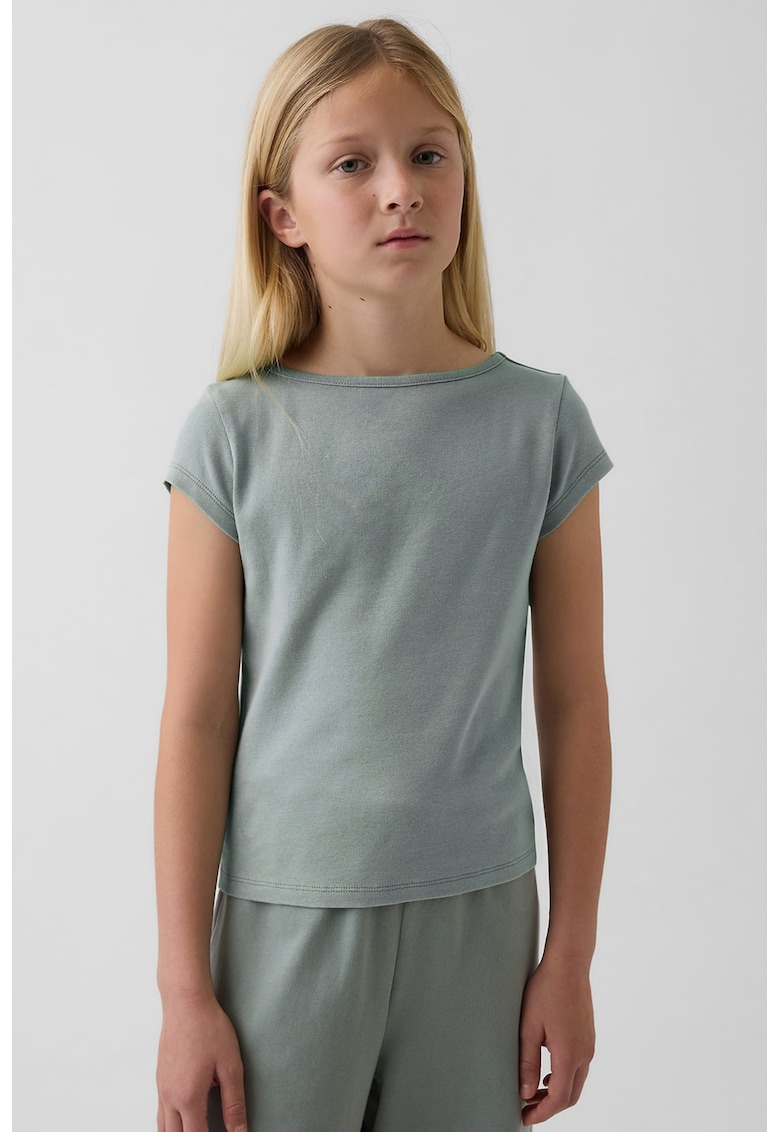 Tricou slim-fit cu decolteu rotund - Verde pal