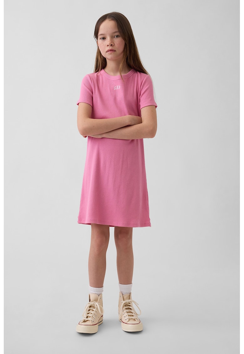 Rochie din bumbac cu logo - Roz aprins