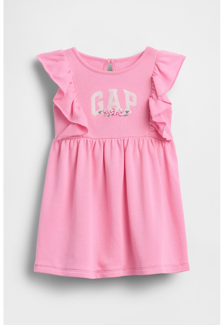 Rochie din amestec de bumbac cu logo - Roz