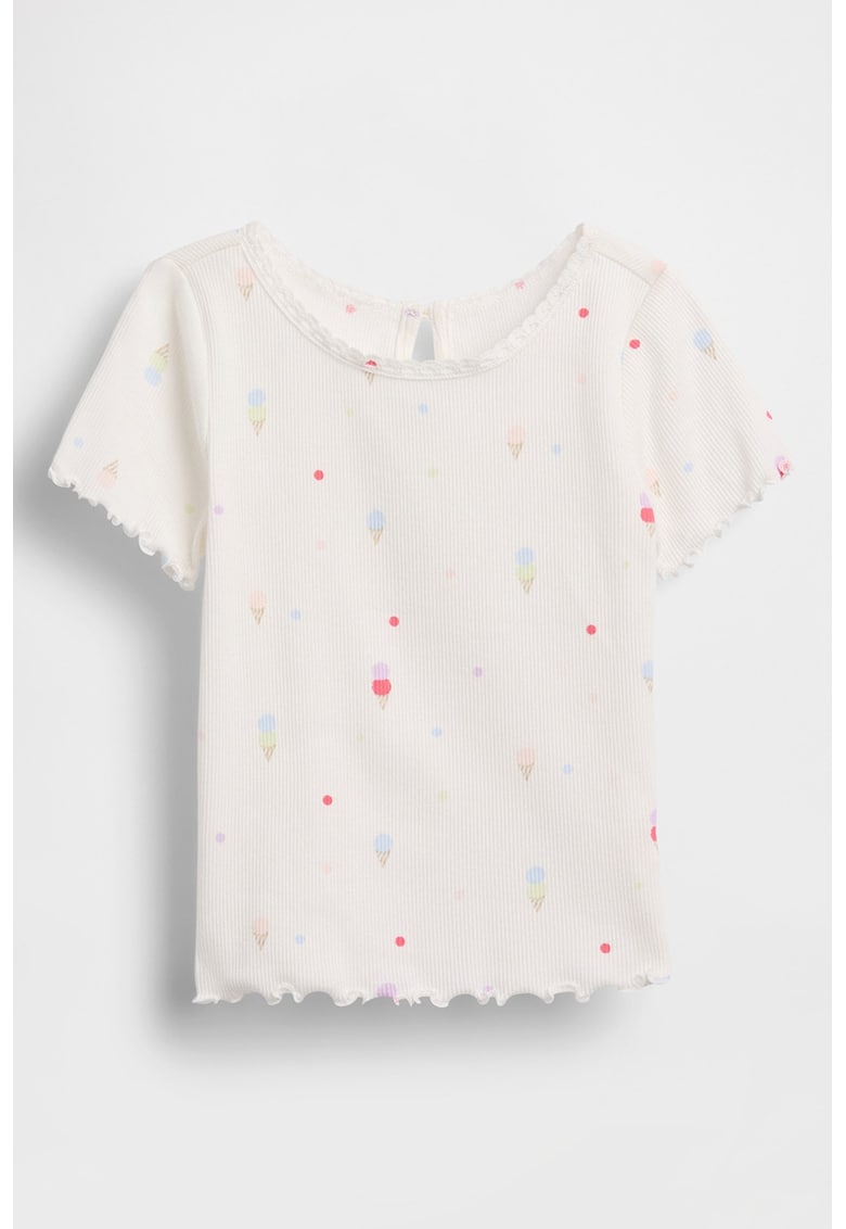 Tricou din bumbac cu decolteu rotund - Alb murdar